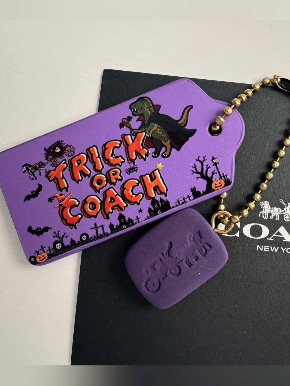 Coach Halloween Trick or Coach Rexy vampire hangtag keychain